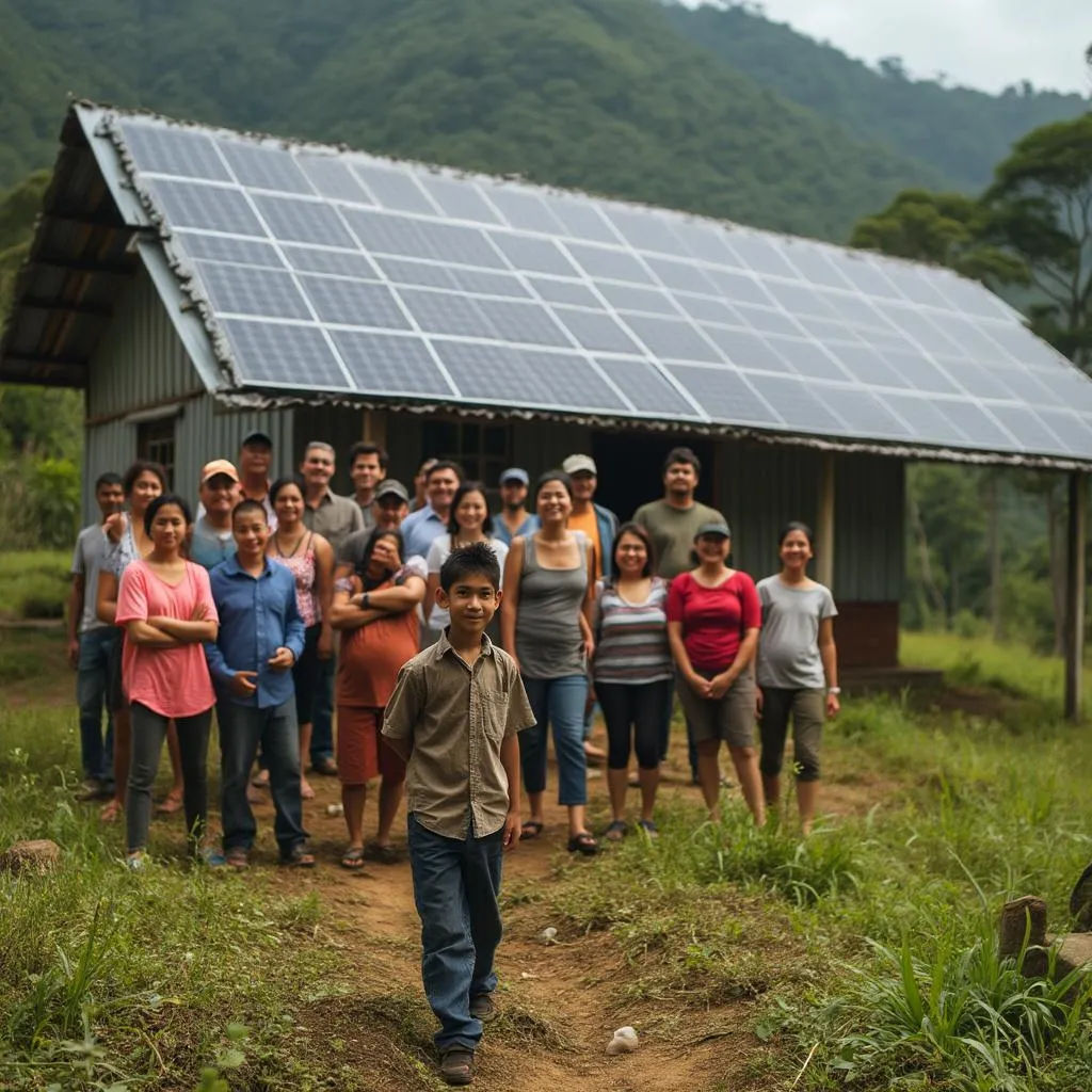 Comunidad rural beneficiada con energía renovable